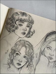 a painting of a woman with a large teddy bear