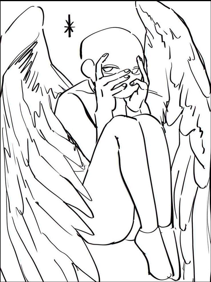 a painting of a man with a bird on his head