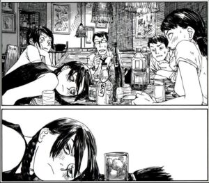 a collage of photos of a woman in a black and white photo