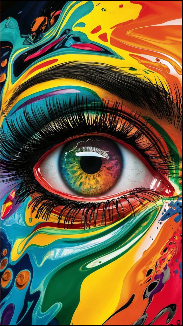 a painting of a person with a colorful face