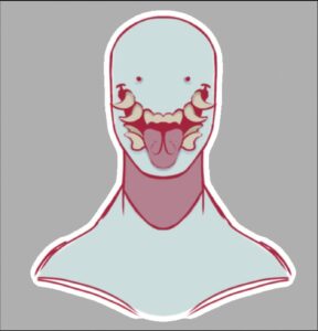 a cartoon of a woman holding a pink and white stuffed animal