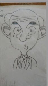 a painting of a woman with a black and white striped shirt