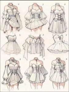 a collage of photos of a woman in a dress