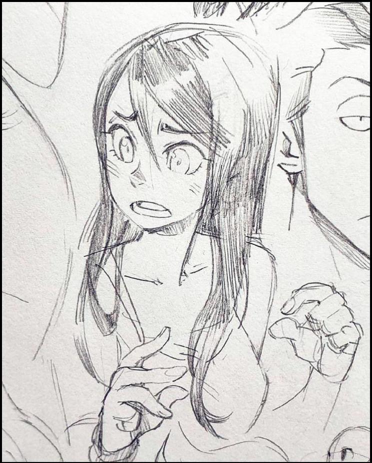 a painting of a man with a large, black, and white painting