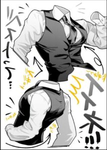 a man is wearing a black and white striped shirt