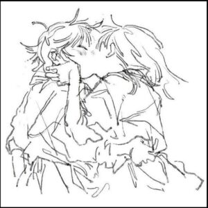 a painting of a person sitting on a bench