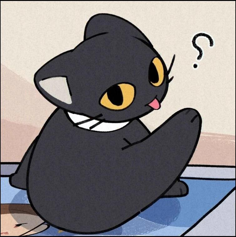 a cartoon character with a cat on his head