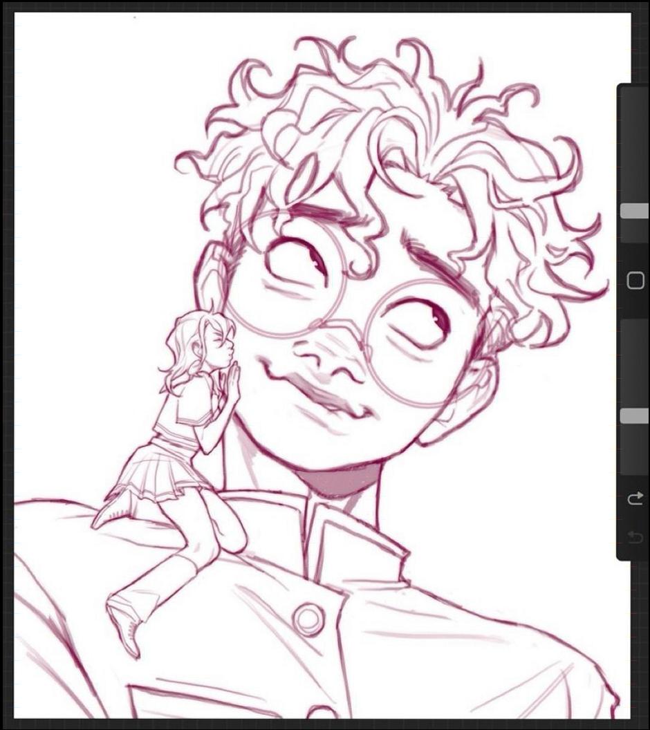 a painting of a man with a black and white striped shirt