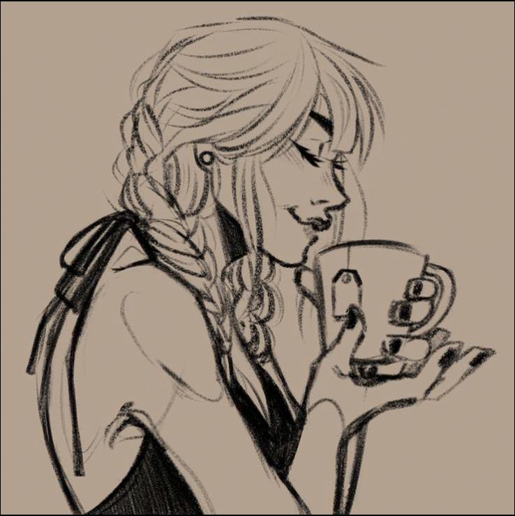 a painting of a woman with a bird on her head