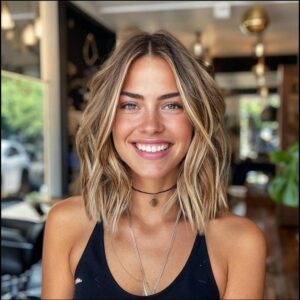 a woman smiling and smiling while posing for a picture