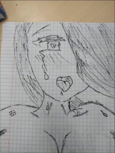 a painting of a man on a wooden board