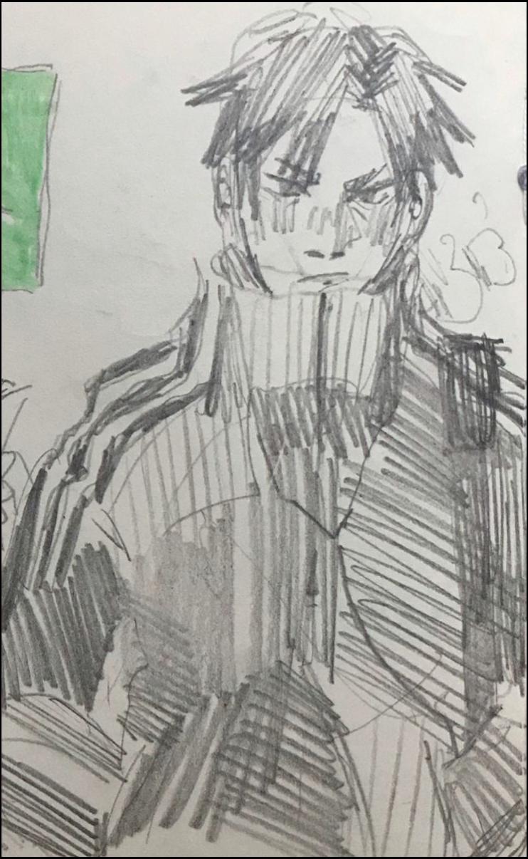 a painting of a painting of a man on a bench