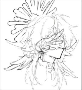 a painting of a white bird on a white background