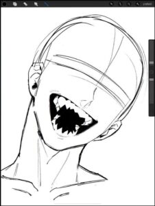 a painting of a person with a cat on a wall