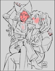 a painting of a man with a cat on his back