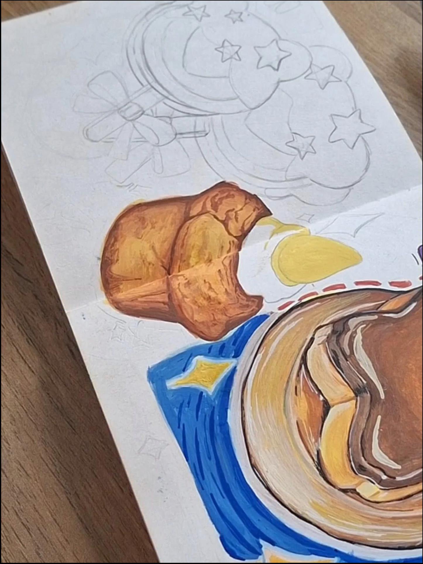 a painting of a dog on a table