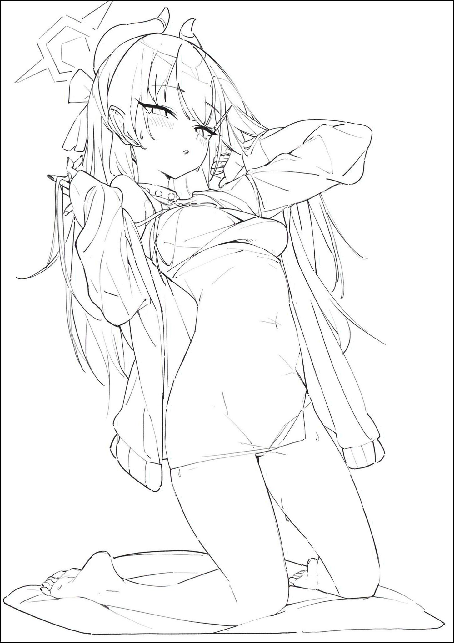 a painting of a woman in a black and white photo