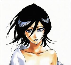 a woman with a black and white photo on her face