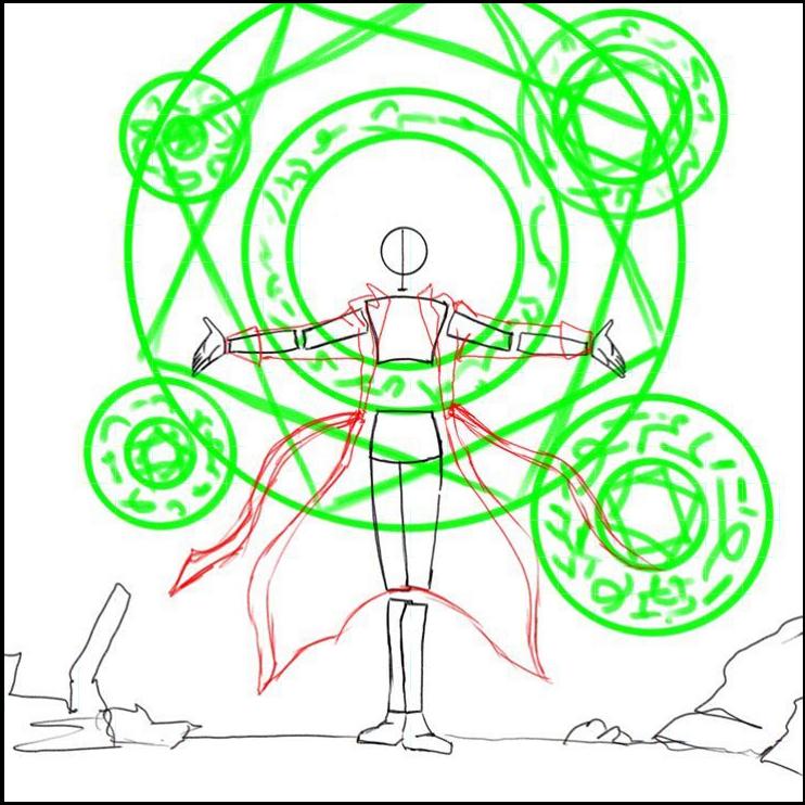 a painting of a green and white painted area with a green and white painted area