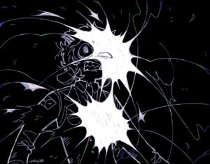 a large piece of art with a bird on it