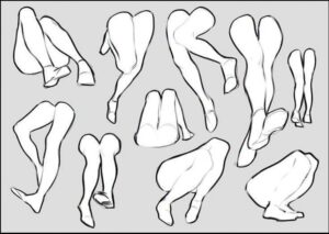 a painting of a group of white and black birds