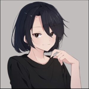 a woman is posing for a picture with a black and white background