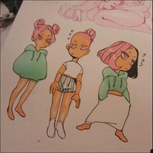 a painting of a woman holding a stuffed animal