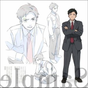 a man in a suit and tie standing next to a painting