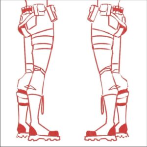 two different pictures of a red and white striped table