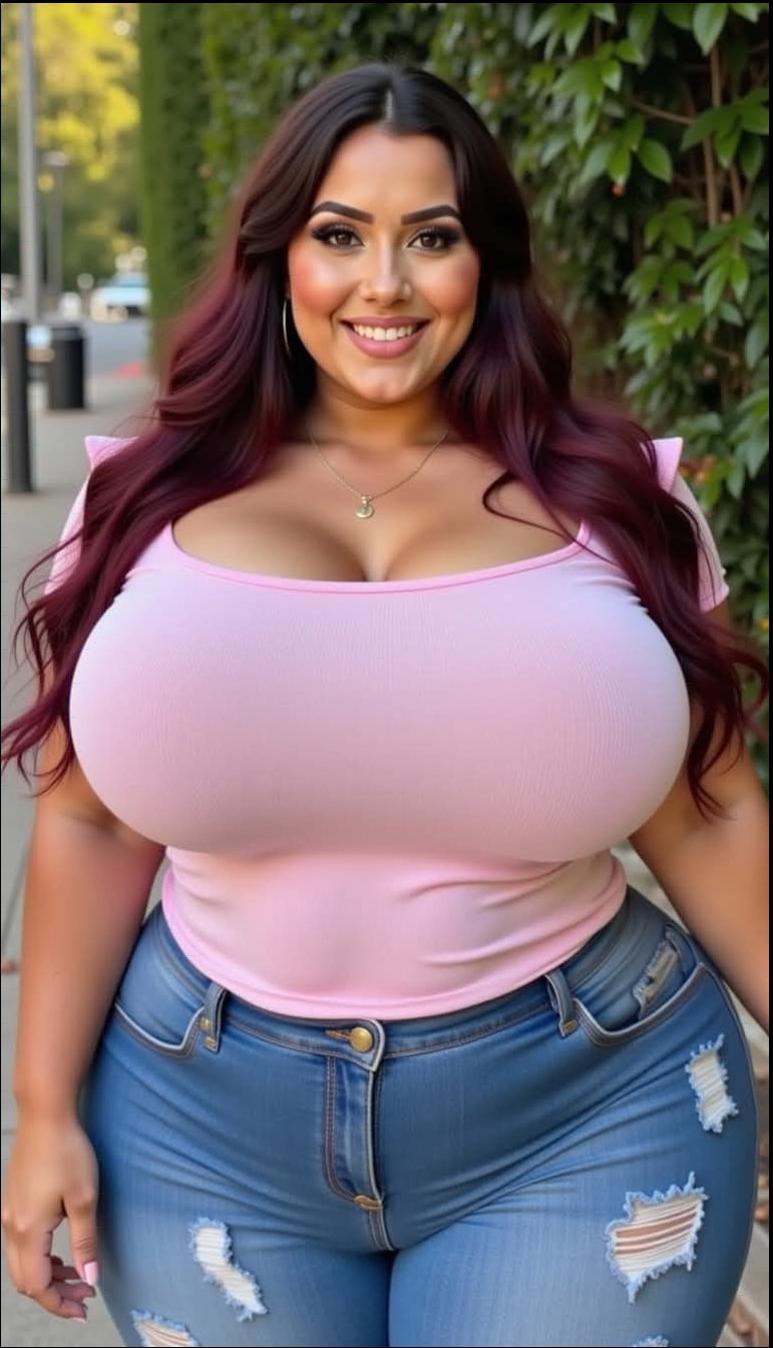 a woman is holding a pink and blue stuffed animal