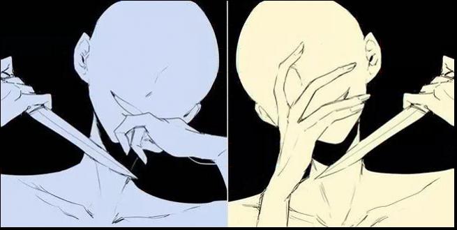 a painting of a man with a cat on his head