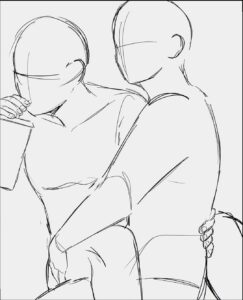 a painting of a man with a black and white striped tie