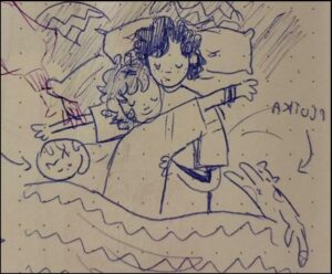 a painting of a painting of a man on a horse