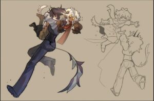 a painting of a woman holding a bird on a flower