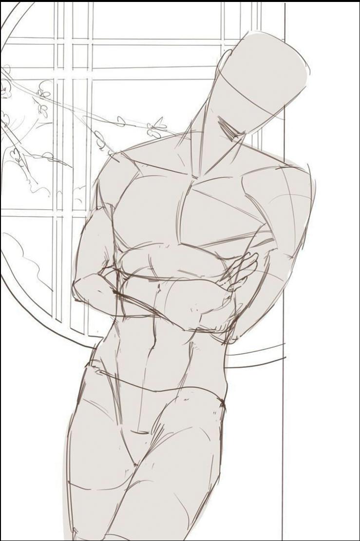 a painting of a man in a white shirt and black pants