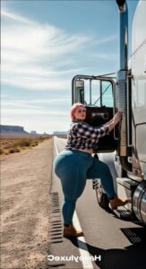 a man is sitting on a truck on the side of the road