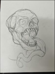 a painting of a man with a bird on his head