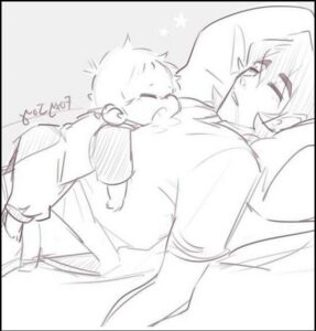 a painting of a man sitting on a white bench