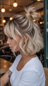 a woman is wearing a black top and a black tie