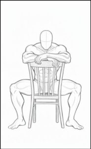 a painting of a man sitting on a chair