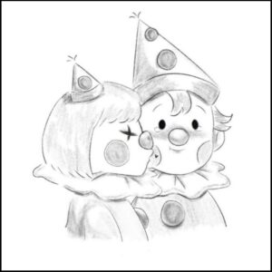 a painting of a stuffed animal on a table