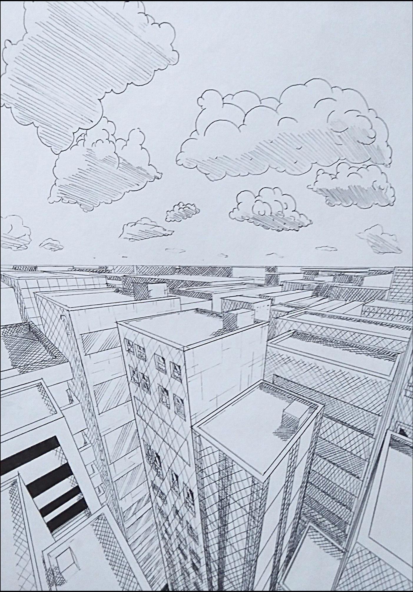 a snowy landscape with a building and a clock