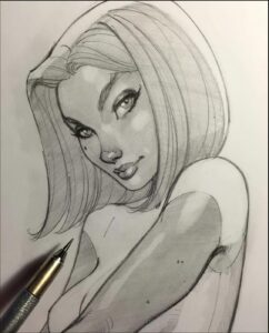 a painting of a woman with a knife