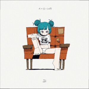 a painting of a man with a cat on his head