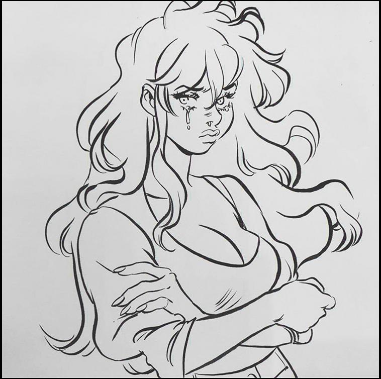 a painting of a man with a black and white striped neck