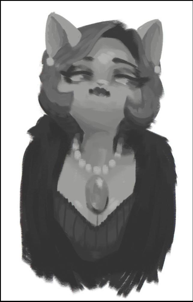 a woman with a face painted on her head