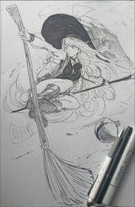 a painting of a man with a sword