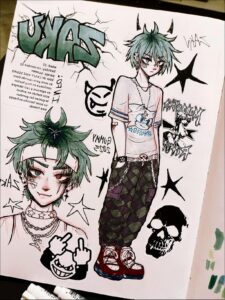 a painting of a person holding a picture of a dog