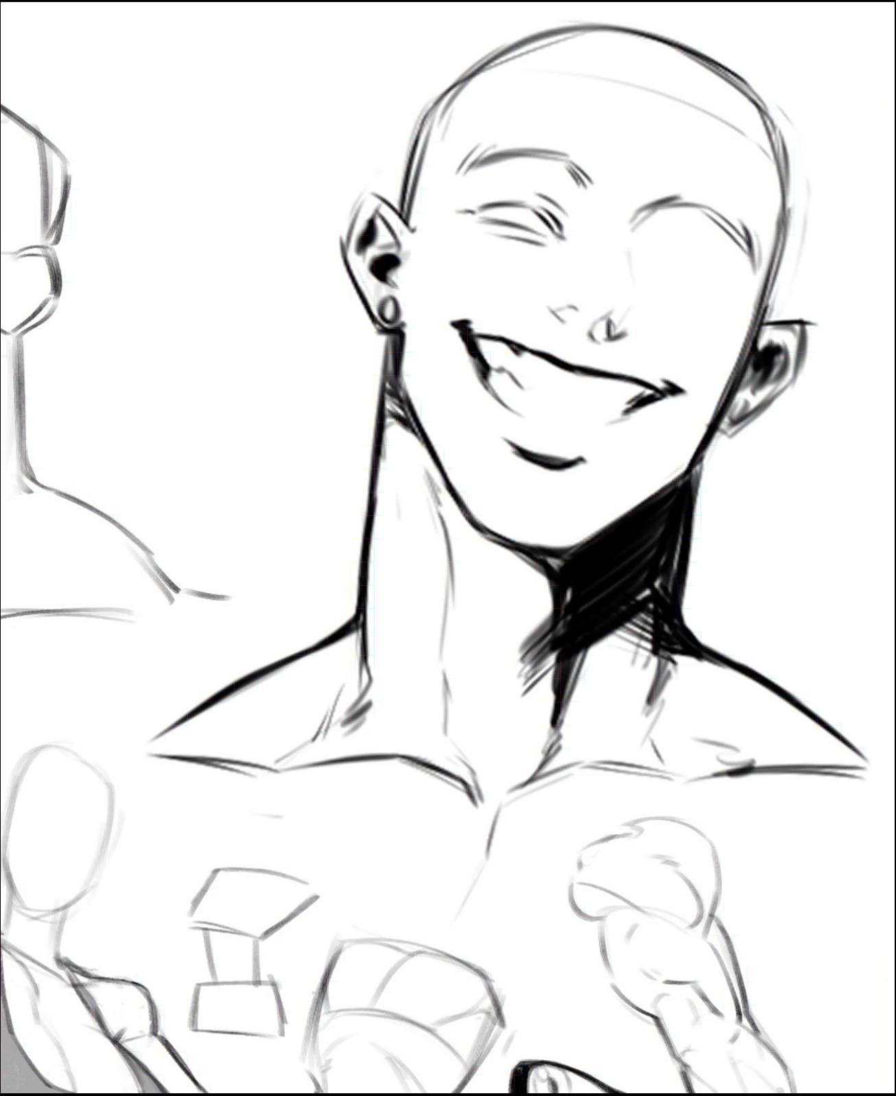 a painting of a man with a black and white striped neck tie