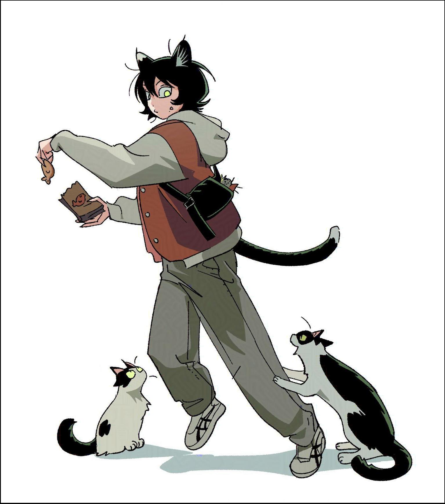 a man with a skateboard and a dog